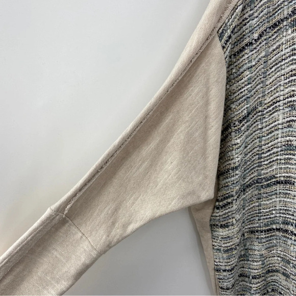 Anthropologie Dolan Twinkled Tweed Open Front Cardigan XS Cream Blue Metallic - Picture 2 of 6